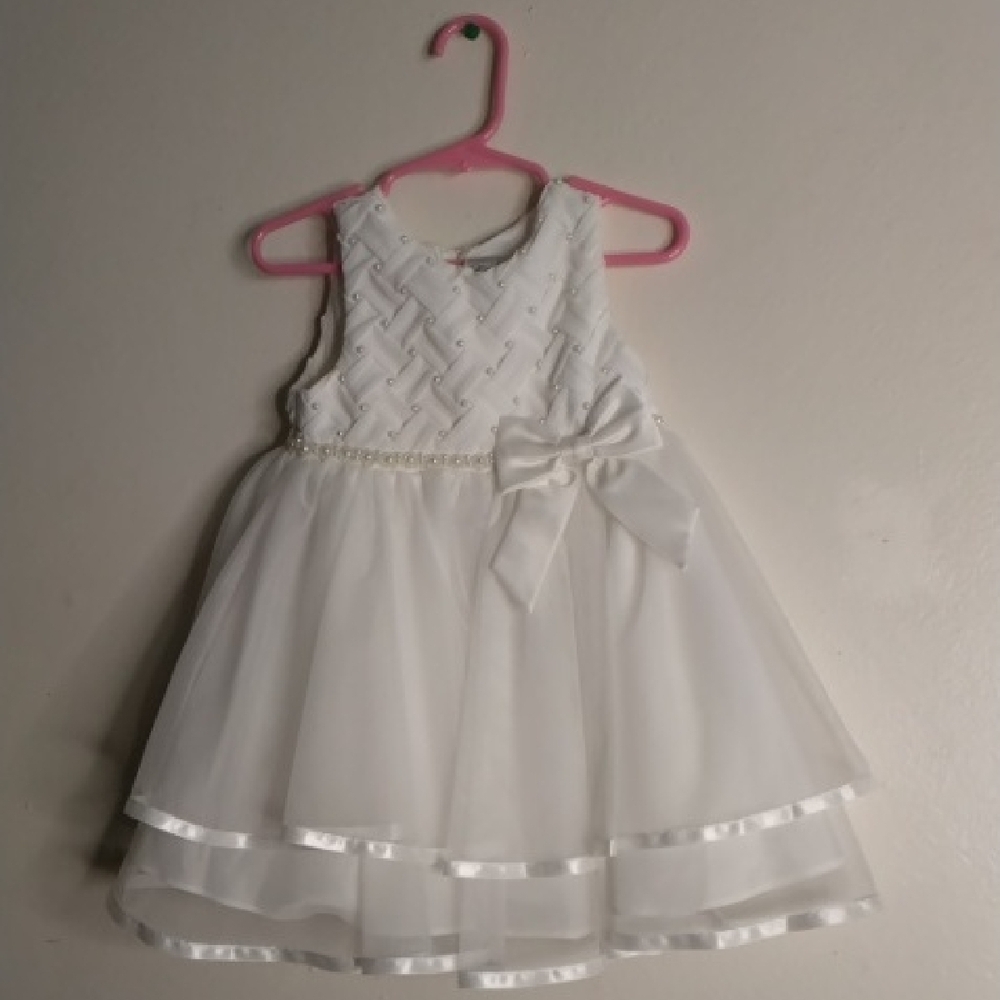 Rare Editions White A-Line Scoop Neck Sundress for Weddings / A#1